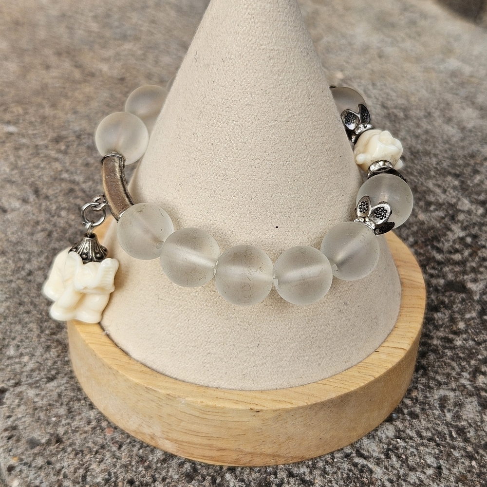 J. Crew Gold and Pearl Bracelet with Black Bow Stretchy Women's Jewelry Dressy